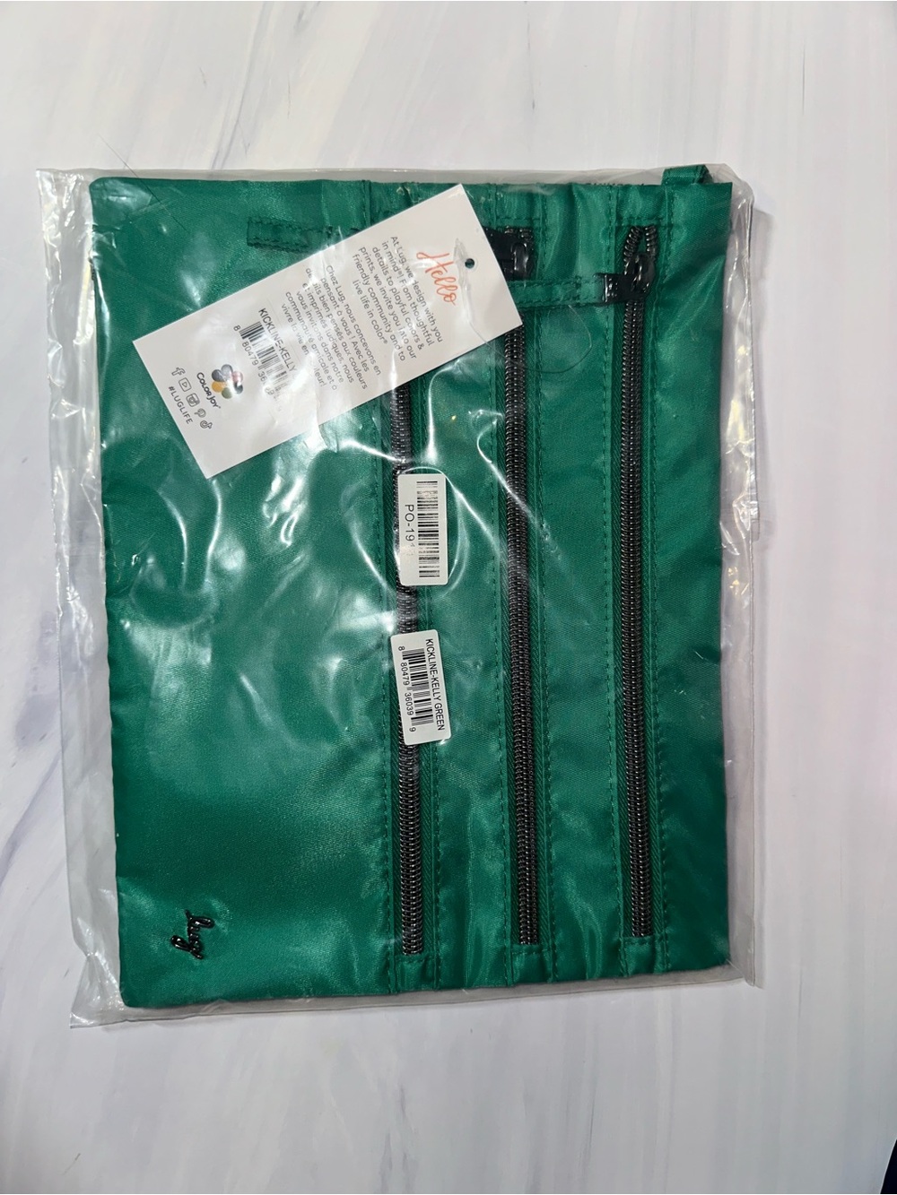 Lug Kickline triple zip pouch - Kelly Green - NEW